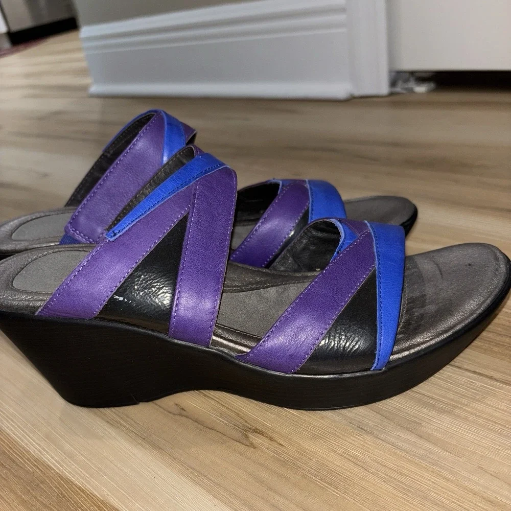 $165 NAOT 41/10 Color block Sandals Siren Platform Wedge Slides Grannycore‎